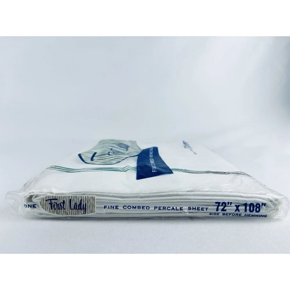 First Lady‎ Fine Combed Percale Twin Bed Flat Sheet 72 x108 White Vintage